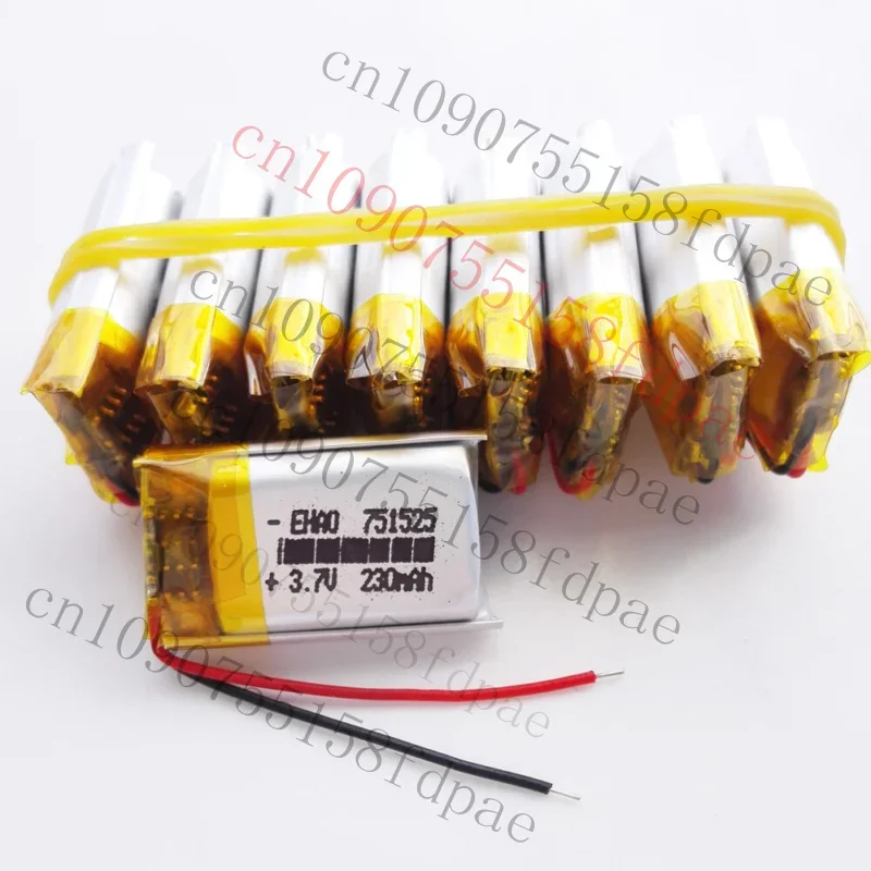 

ОК 10 x 3,7 В 230 мАч Lipo аккумуляторная батарея 751525 для наушников Mp3 Bluetooth