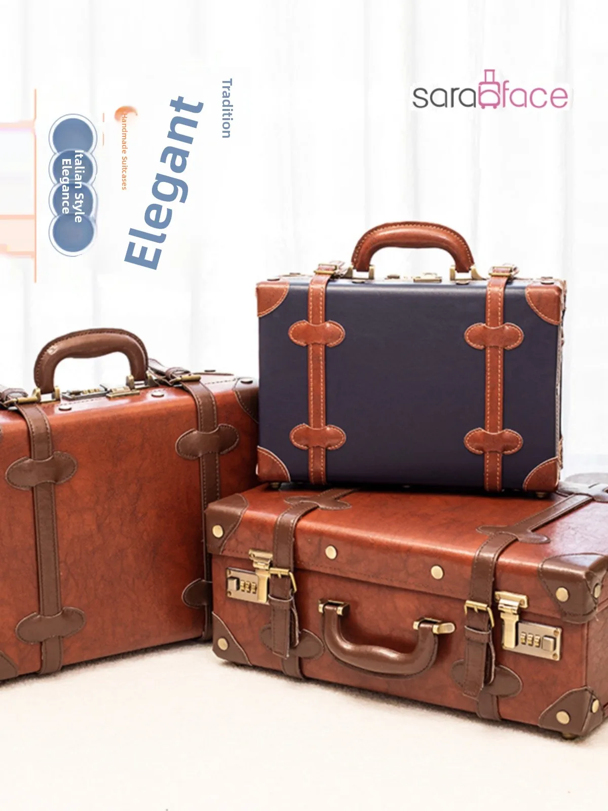 

Retro Handmade Travel Suitcase Busin Briease Small Travel Box for Men And Women with Password Lo Leather Storage Box