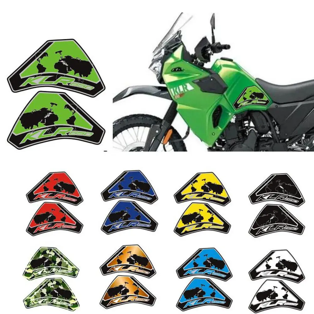 

Motorcycle Body Decoration Sticker 3D Gel Fuel Tank Side Knee Grip Pad Decal Sticker For KAWASAKI KLR650 2021-2023 KLR 650
