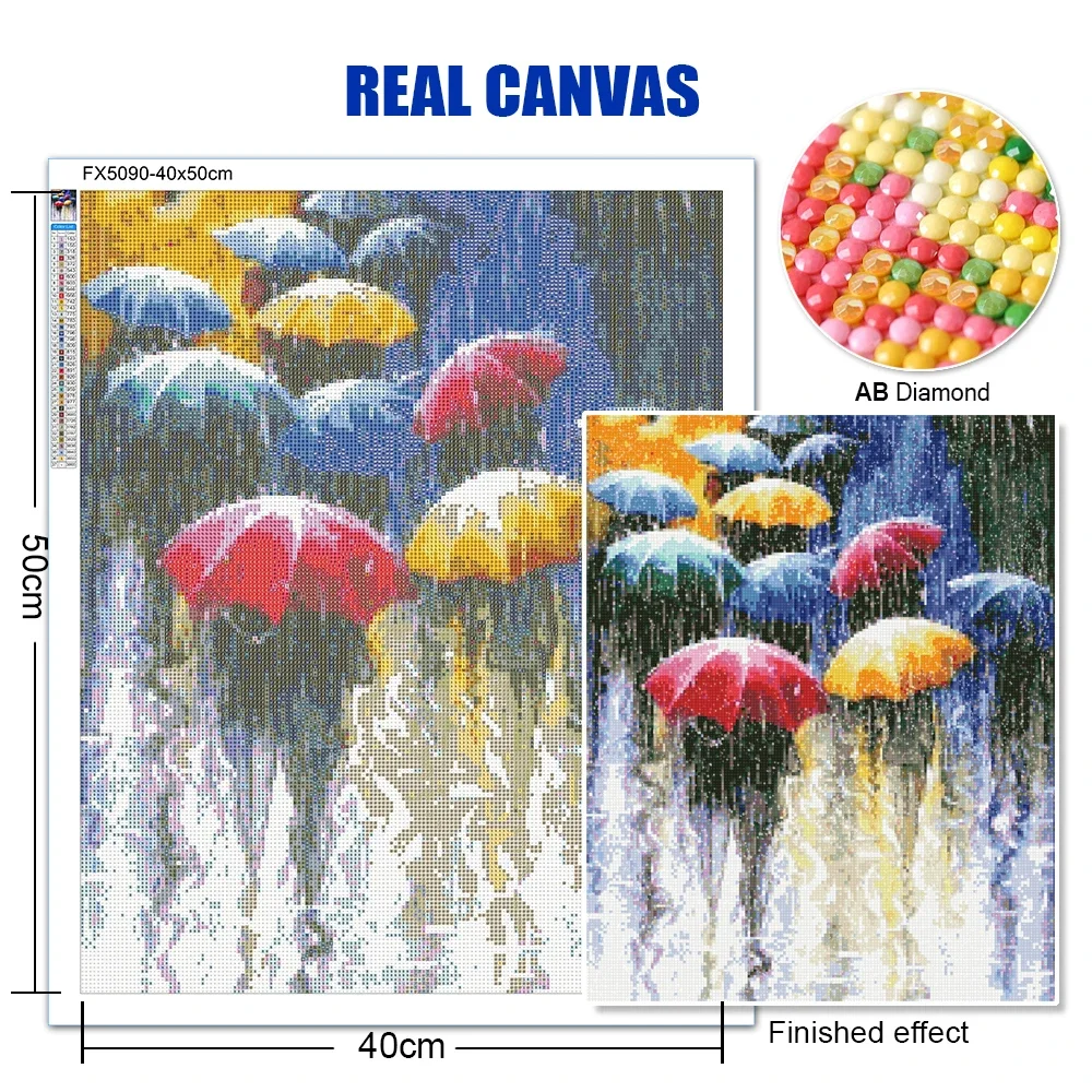 DIY 5D AB Diamond Painting City Rain View Diamond Embroidery Mosaic Kit French Street Rhinestone Art Deco Home Decor Gifts