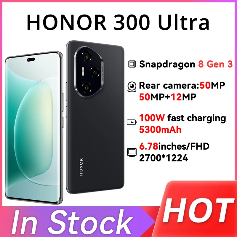 Original Honor 300 Ultra 5G Mobile Phone Snapdragon 8 Gen3 6.78