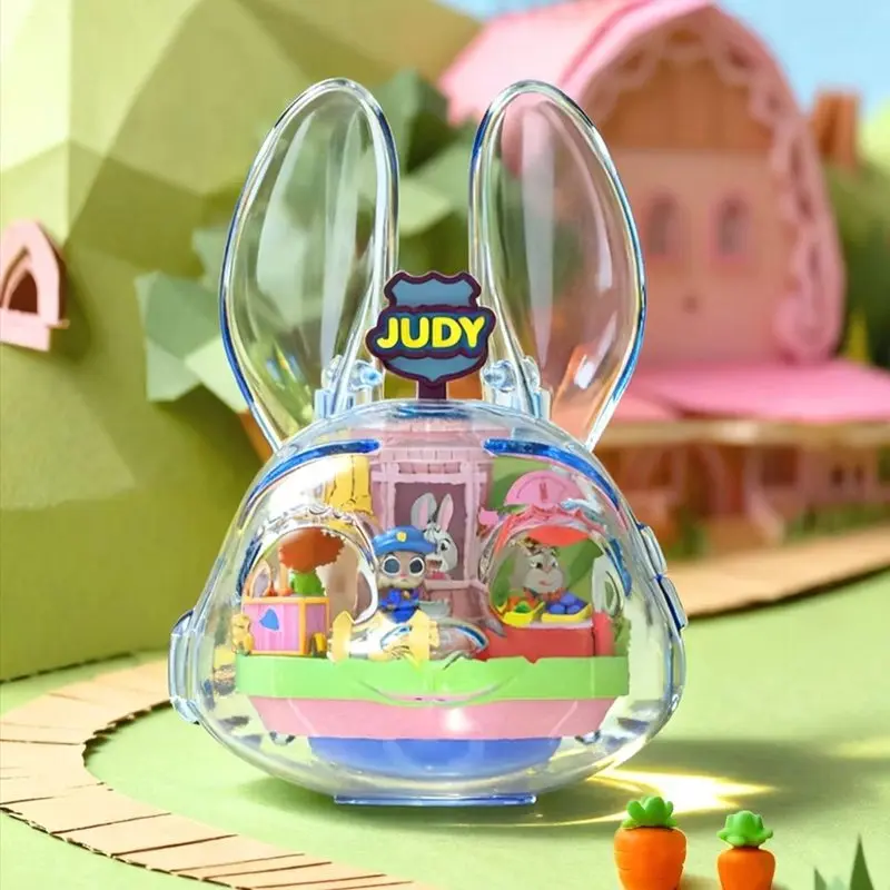 Genuine Zootopia Blind Box Spinning Series Movable Scene Change Anime Figure Co-branded Peripheral Collectible Toy Gift for Fans