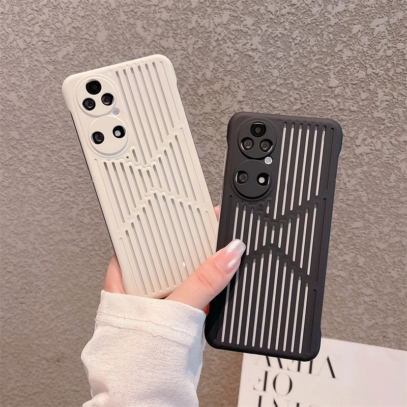 Skin Feeling Grid Borderless Phone Case Suitable for Huawei P40 P50, Precision Hole Camera Protection Shockproof Back Cover