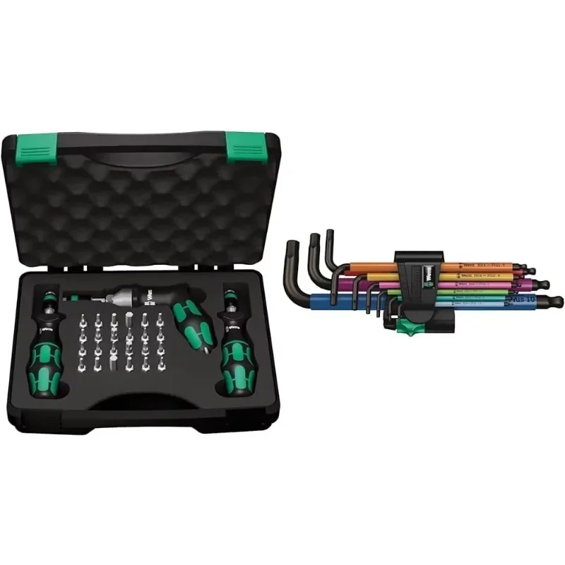 home.Kraftform 7440/41/42 Torque Screwdriver 0.3-6.0 Nm and Bit Set, 27-Piece Includes 3 Adjustable torque screwdrivers