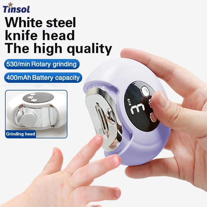 TINSOL 2-in-1 Electric Nail Clipper Nail Care Grinder with Light Automatic Nail Clipper Nail Trimmer and Nail Polisher