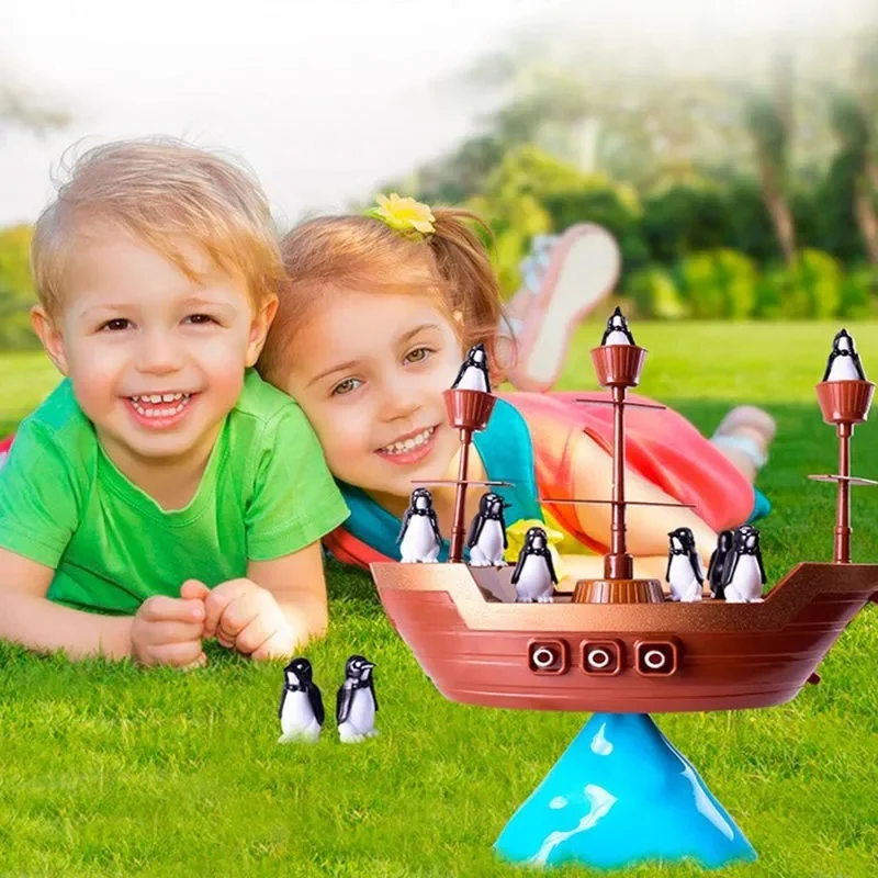 

Kid Baby Pirate Ship Balance Game Little Penguin Puzzle Board Game Parent-child Interactive Toy Family Party Desk Game Gift 2022