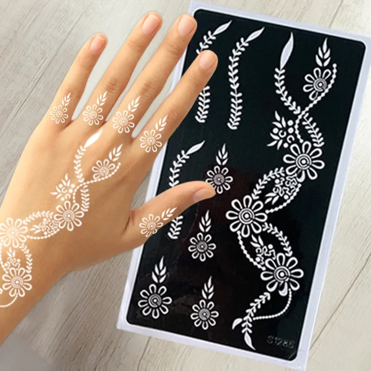 1pc Temporary Tattoo Stencil Indian Henna Hollow Tattoo Templates Body Painting Tattoo Inkjet Template Tattoo Stencil Stickers