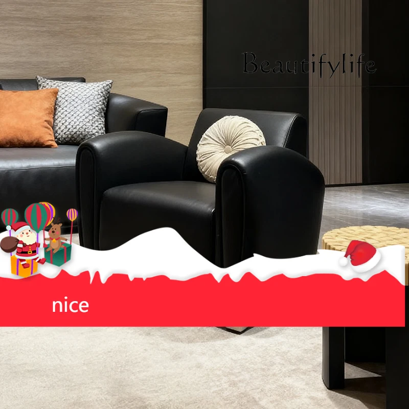 

sZNordic light luxury sofa chair single living room simple leisure chair modern leather luxury office negotiation guest chair