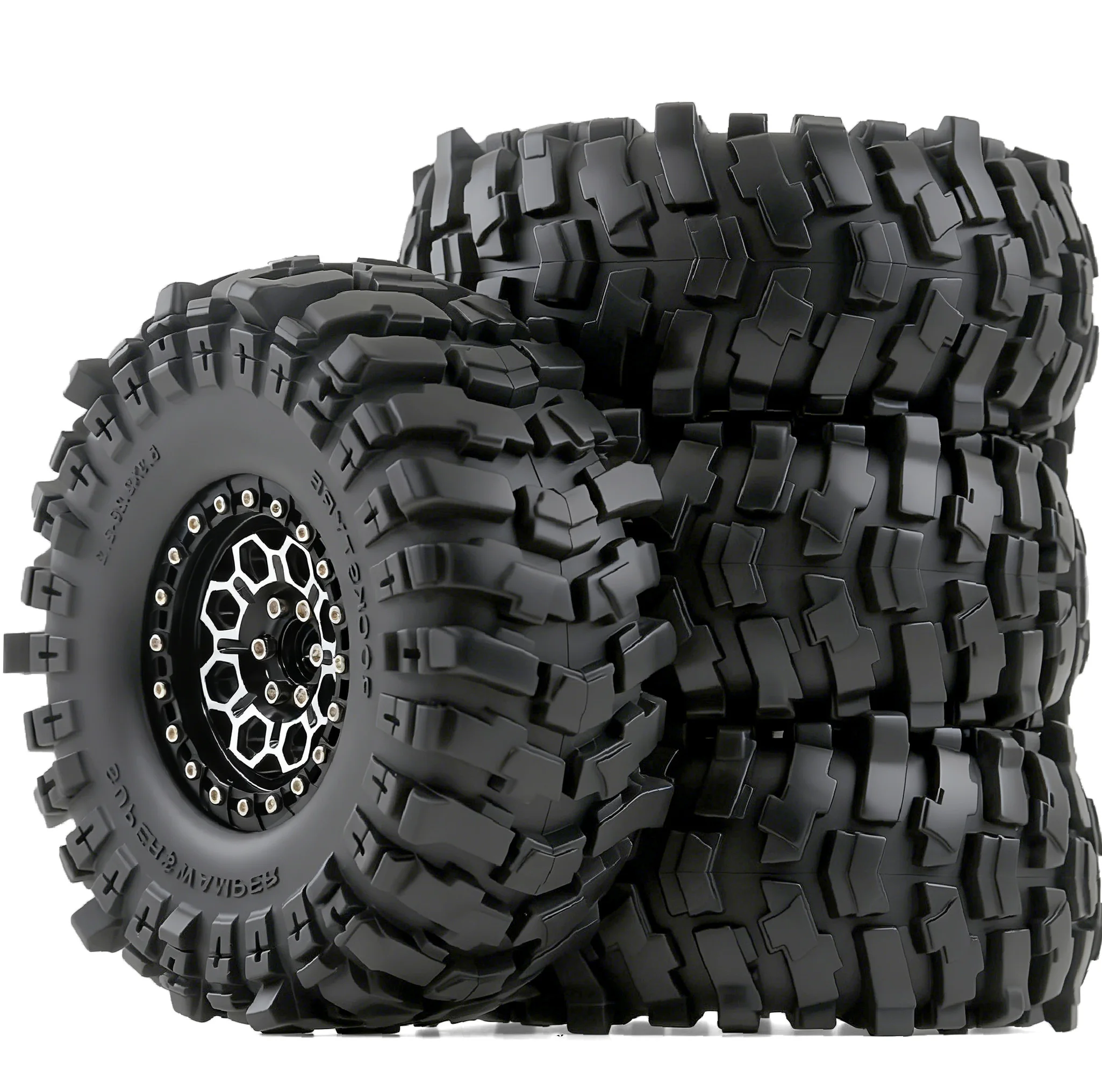 

4Pcs Rock Crawler 2.2" Tires 135mm With Alloy Beadlock Wheel Rim For Rc 1/10 Truck SCX10 Pro II III CAPRA Wrangler MST RGT JEEP