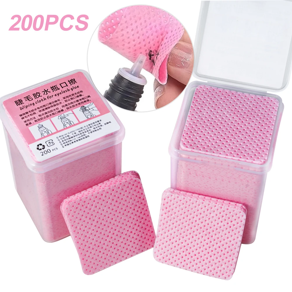 200Pcs Lint Free Nail Wipes Kit - Pink White Gel Nail Polish Remover Set Manicure Professional Soak Off Gel Polish Wiping Cloth