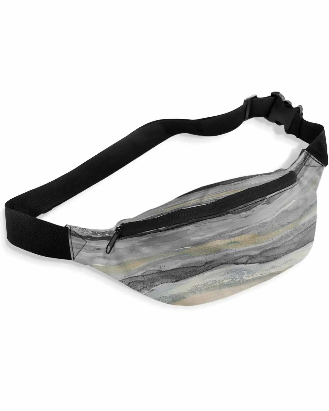 Ocean Waves And Beach Gradient Abstract Grey Women Waist Bag Fanny Pack Belt Bag Wallet Pouch Waterproof Banana Hip Bags