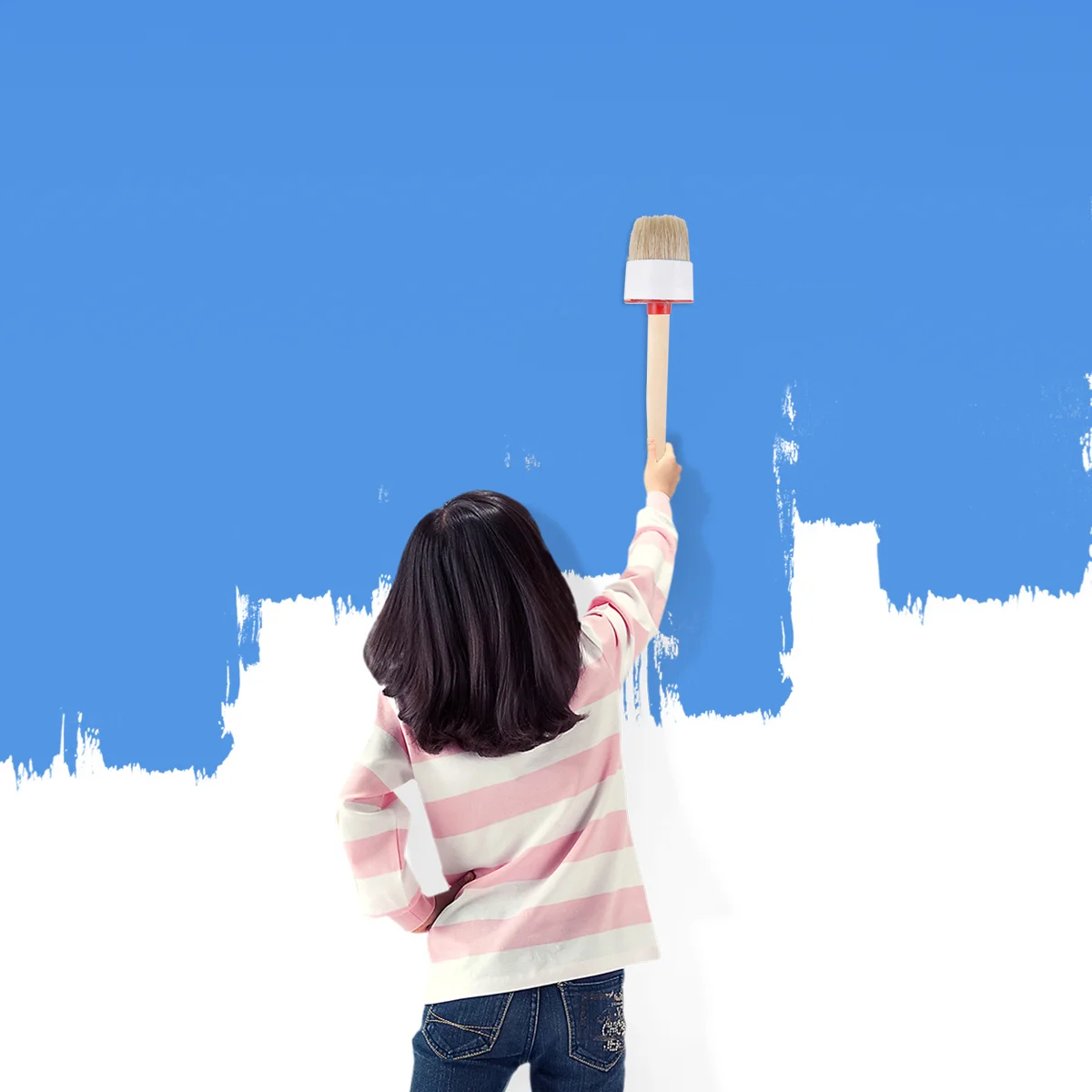 

Paint Brush Round Head Natural Bristle Wood Handle Anti-Slip For Industrial Use Car Wash Touchup Brush Dusting Tool