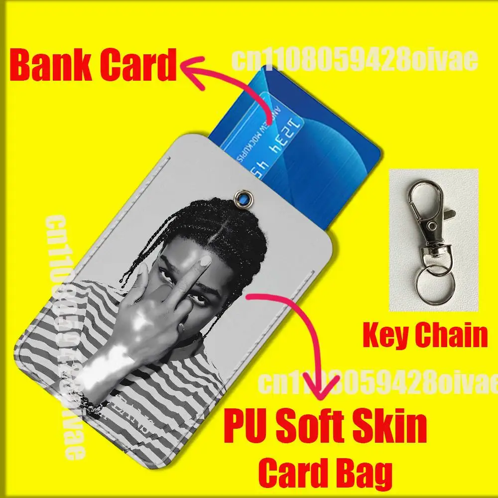 A-ASAP ロッキー ドント・ビー・ダンブ ライブ・ラブ カードホルダー カバー IDクリップ クレジットカード 銀行カード バッグ バスカード メールカード スリーブ ポケット PUレザー キーホルダー
