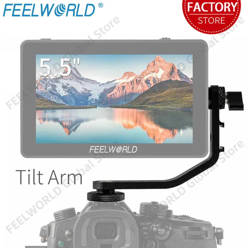 Tilt Arm for FEELWORLD F6 PLUS 5.5 or 6 Inch 4K HDMI On Camera Field Monitor Mount on DSLR Stabilizer Gimbal Crane Rig