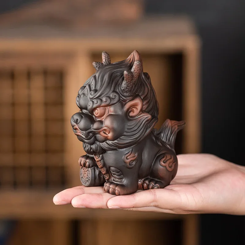 

Фиолетовая керамика Kylin Tea Pet Гостиная Украшение чайного столика Аксессуары для чайной церемонии Украшение чайного подноса