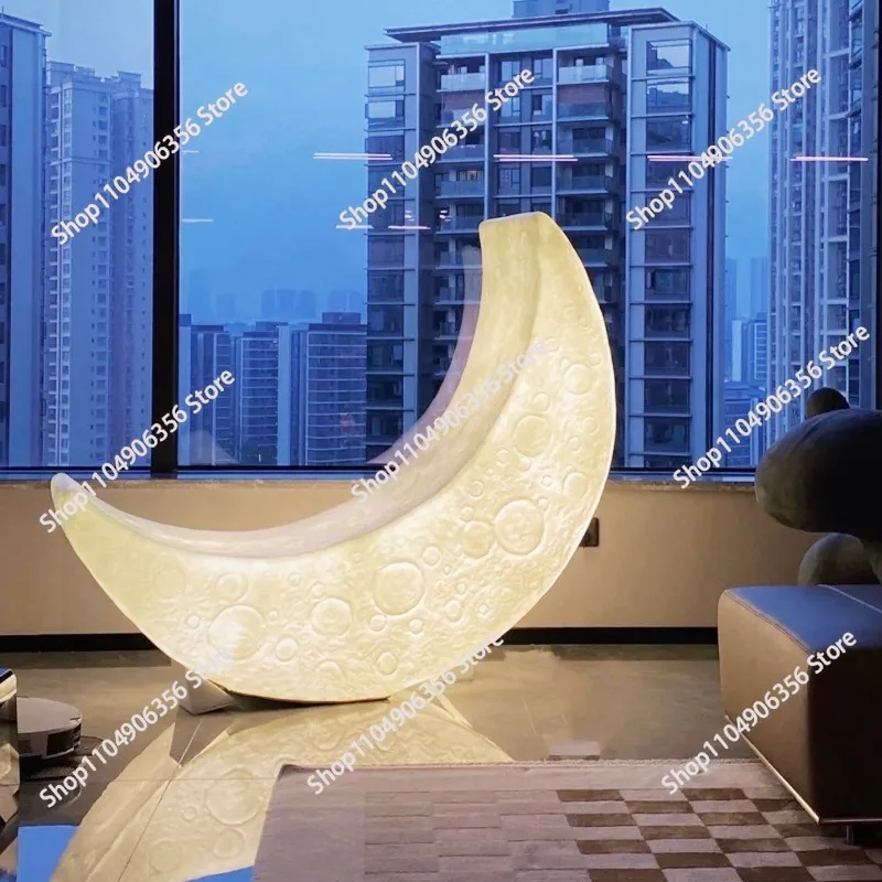 for Designer luminous moon chair, crescent lounge chair, bedroom living room atmospheric shooting