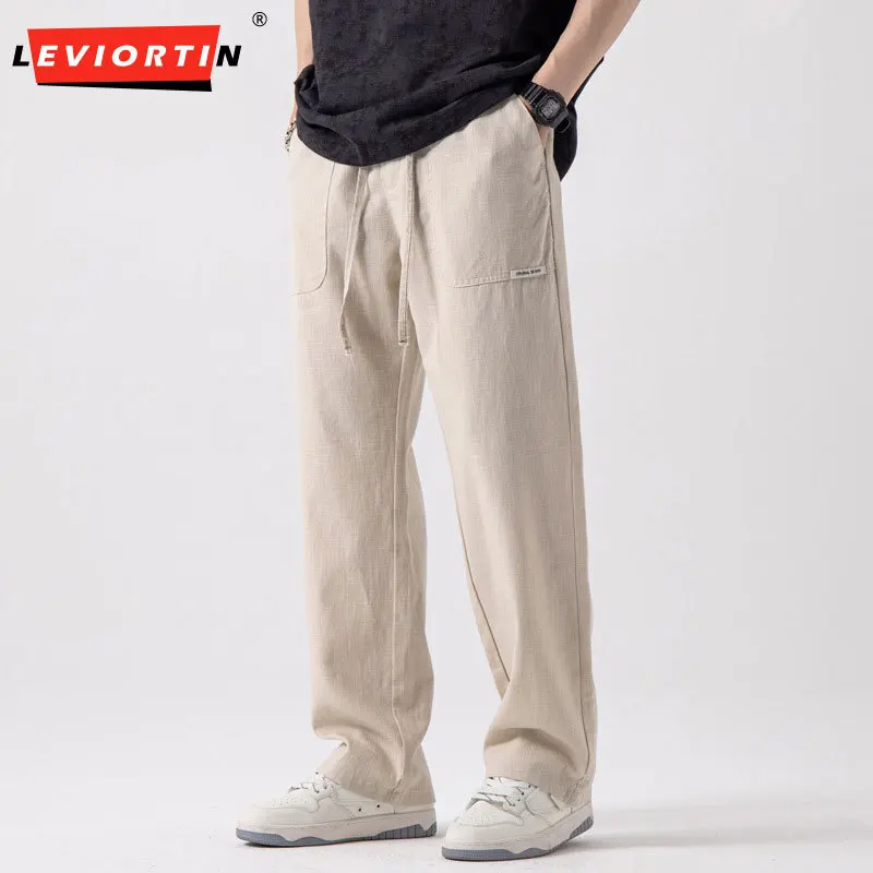 2025 Men's summer American retro thin breathable fashion trend versatile simple loose solid color straight leg casual pants
