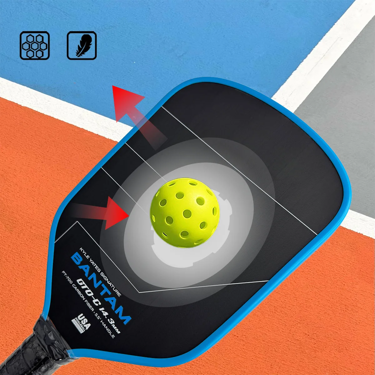 Paddletek Bantam Pickleball Paddle T700 Carbon Fiber Face for Maximum Spin - Image 3