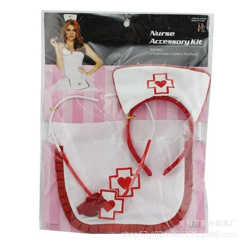 39BD Naughty Nurse Costume Accessories includes Headband, Apron and Stethoscope