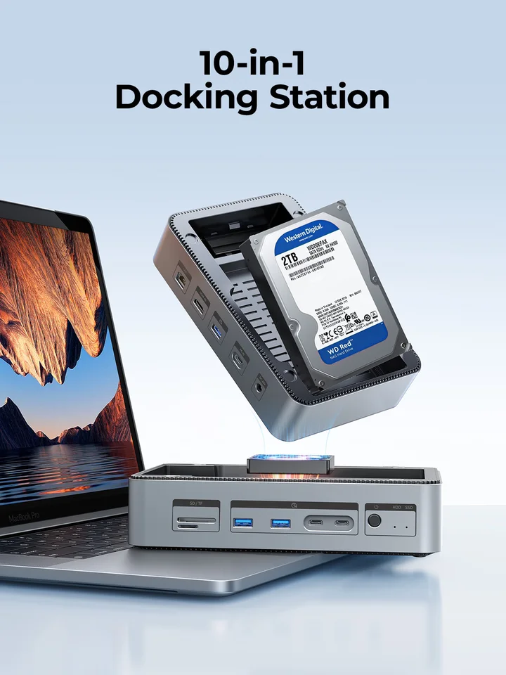 ORICO B-C Docking Station with Dual Hard Drive Enclosure, 12 -in-1 B C Hub Fits M.2 NVMe/SATA SSD and 2.5/3.5 inch SSD, 10Gbps, 4K@60Hz HDMI, 100W PD, Card Readers, Ethernet - D35M2 ORICO B-C Docking Station with Dual Hard Drive Enclosure, 12 -in-1 B C Hub Fits M.2 NVMe/SATA SSD and 2.5/3.5 inch SSD, 10Gbps, 4K@60Hz HDMI, 100W PD, Card Readers, Ethernet - D35M2