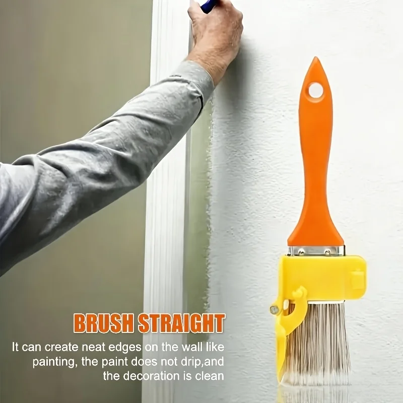 1PCS Precision Edge Paint Brush Red&Yellow Double-Headed, Orange Handle Lightweight Portable DIY Detail Brush for Walls Ceilings