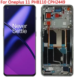 Oneplus 11 LCD 디스플레이 AMOLED 터치 스크린, 프레임 포함, 6.7 인치 Onplus 11 1 + 11 PHB110 CPH2447 CPH2449 디스플레이 LCD 부품