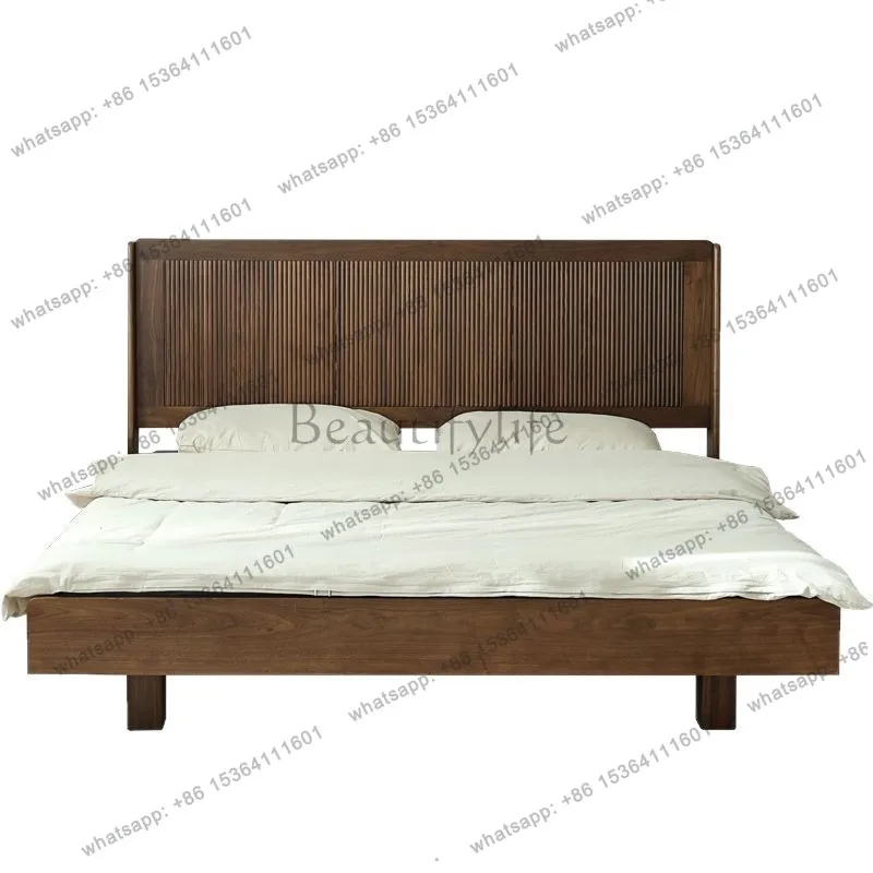 

North American black walnut bed frame grade suspension Nordic retro tenon and mortise structure cherry wood usurping