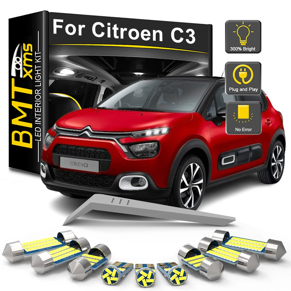 BMTxms For Citroen C3 I II III FC/FN SC SX Picasso 2002-2016 2017 2018 2019 2020 LED Interior Light Bulb Kit Car Dome Map Lamp