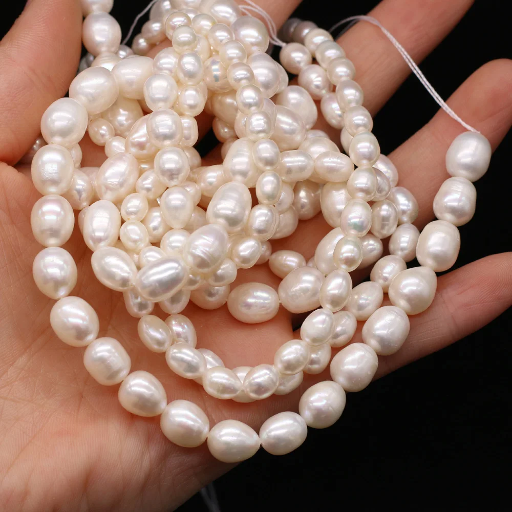 

5/9/7/8/9mm White Rice Natural Freshwater Pearls Loose Spacer Bead for Jewelry Making Supplies DIY Necklace Bracelet Accessories