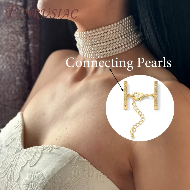 2 أحجام 18K مطلية بالذهب مشبك قفل مع تمديد سلسلة موصل لصنع المجوهرات ، DIY بها بنفسك متعدد الصف اللؤلؤ إكسسوارات عقد
