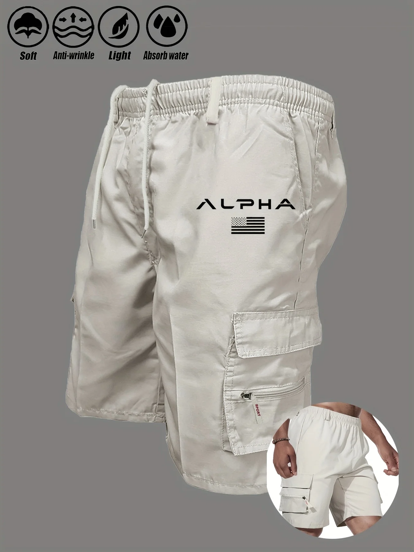 American Flag Printed Cargo Shorts Independence Day Eagle Shorts Summer Cargo Work Camping Multi-pocket Short Pants Streetwear