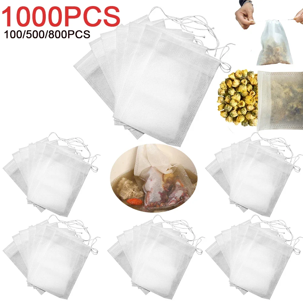 100-1000PCS Disposable Tea Bags Empty Teabags Non-woven Fabric Tea Infuser with String Heal Seal Teaware Spice Tea Filter Bag