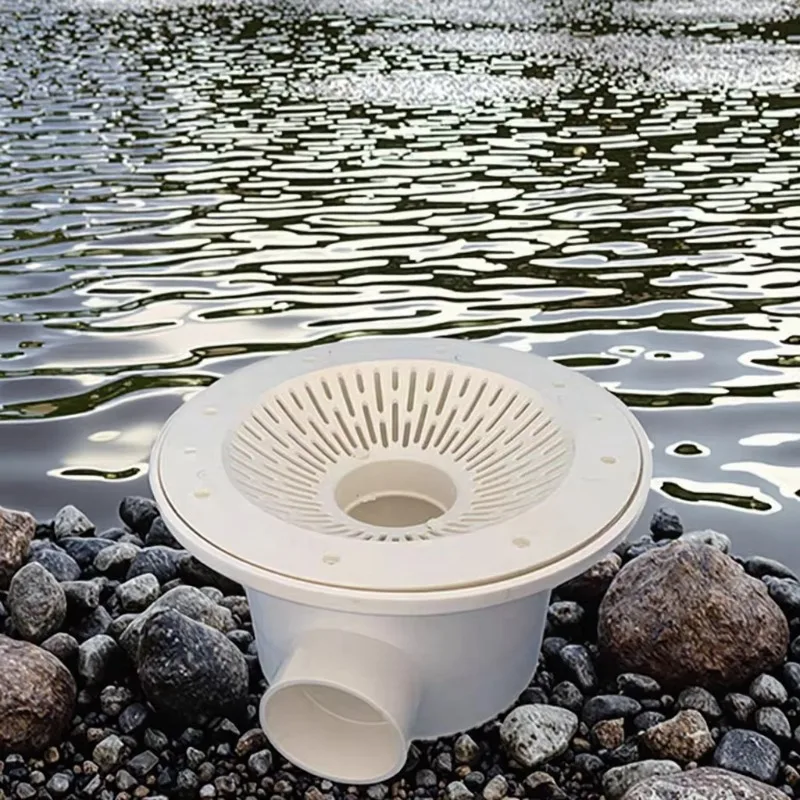 Round canvas fish pond drainage outlet aquaculture equipment for bottom filtration and toilet functions