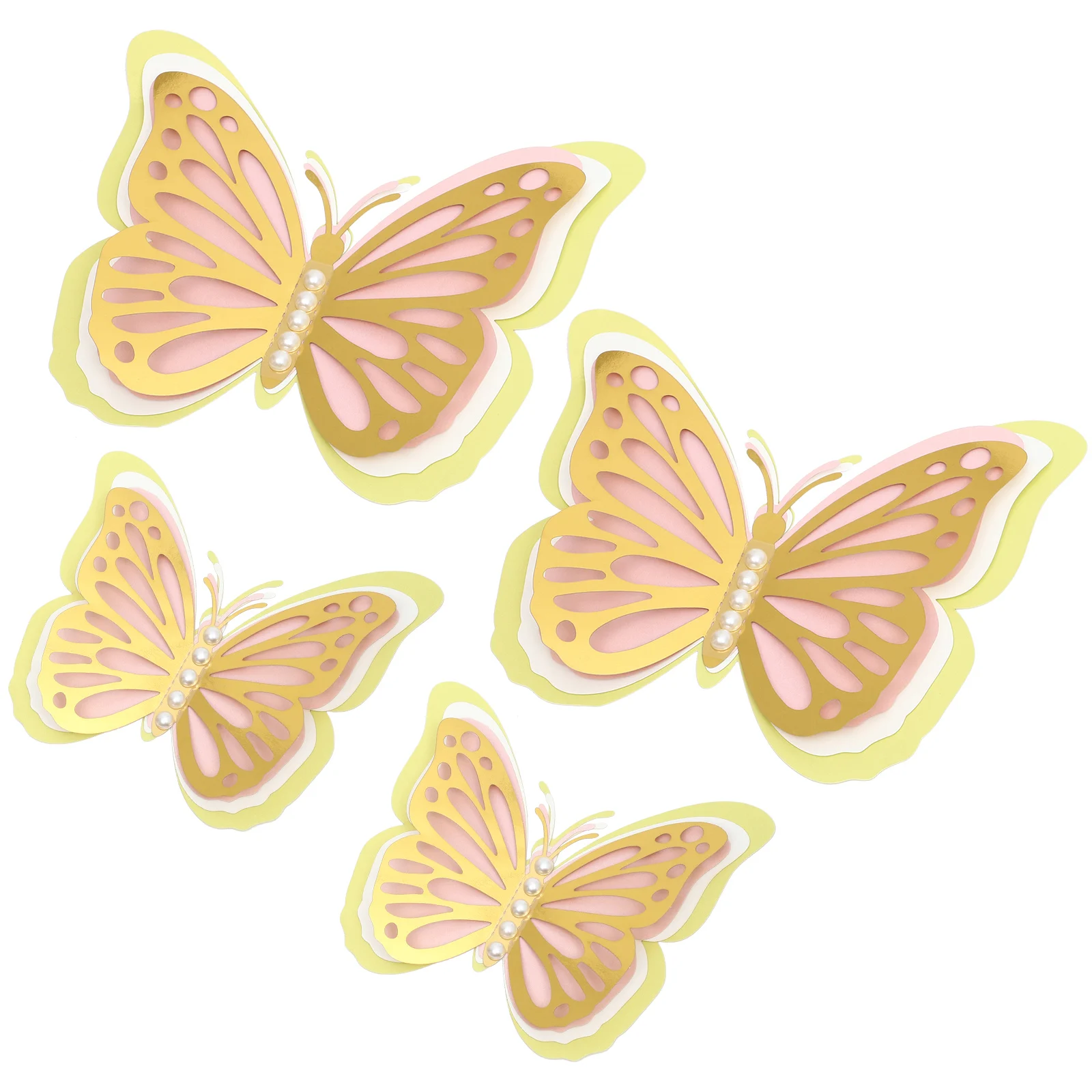 

4pcs Butterfly Wall Sticker 3D Decoration 12mm Pearl DIY Decorative Stickers Hollow Butterflies Decals Bedroom Living Room