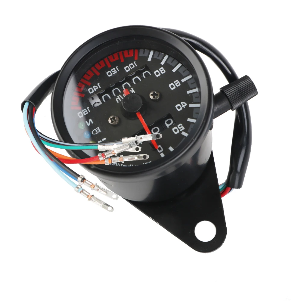 12V Backlight Indicator Odometer Gauge Universal with LED Signal Light Motorcycle Speedometer for Cafe Racer Motorbike