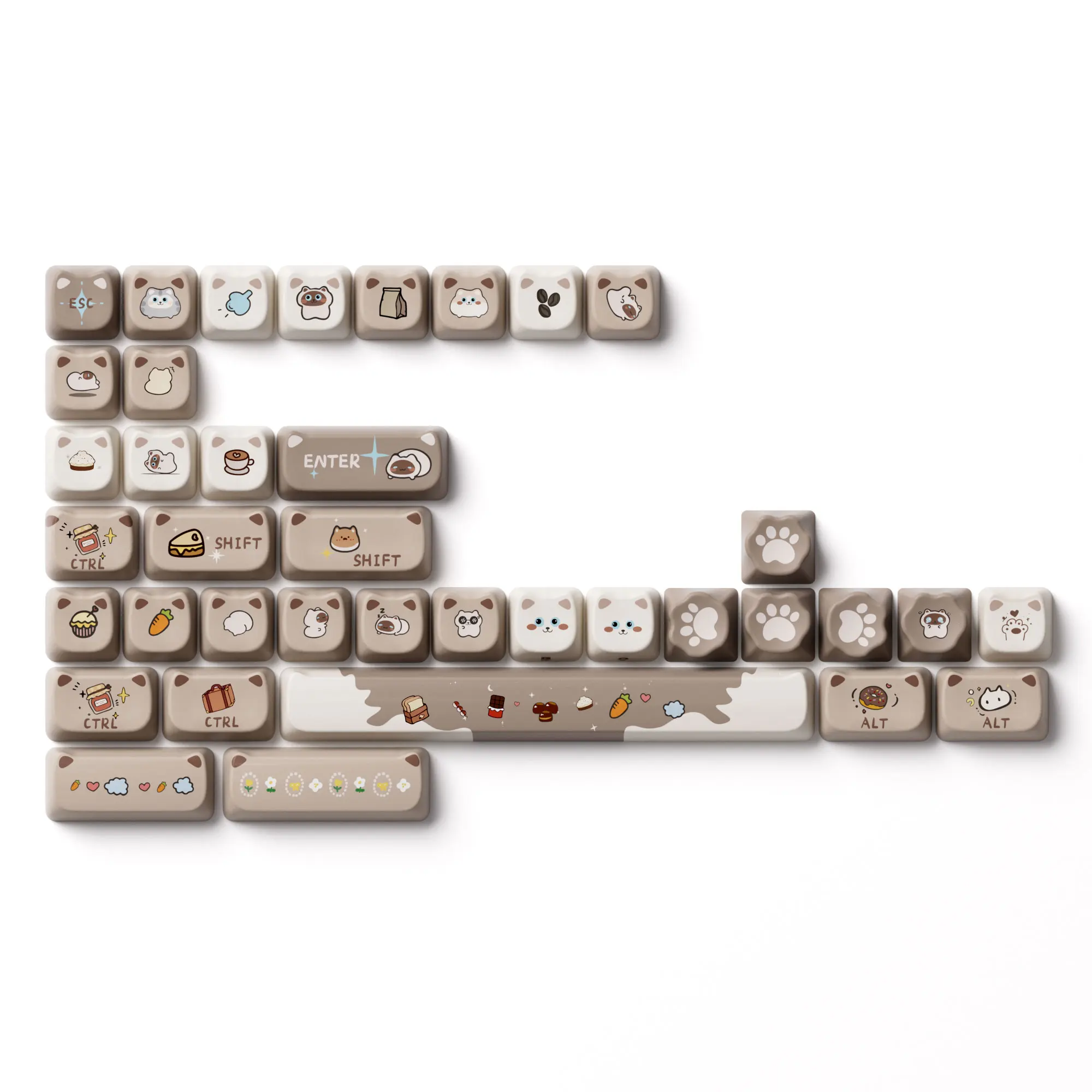Akko Siamese Cat Tastenkappen-Set, 142 Tasten, MAO-Profil, PBT-Farbsublimations-Tastenkappen für mechanische Tastatur mit 61/68/75/87/98/108 Layout