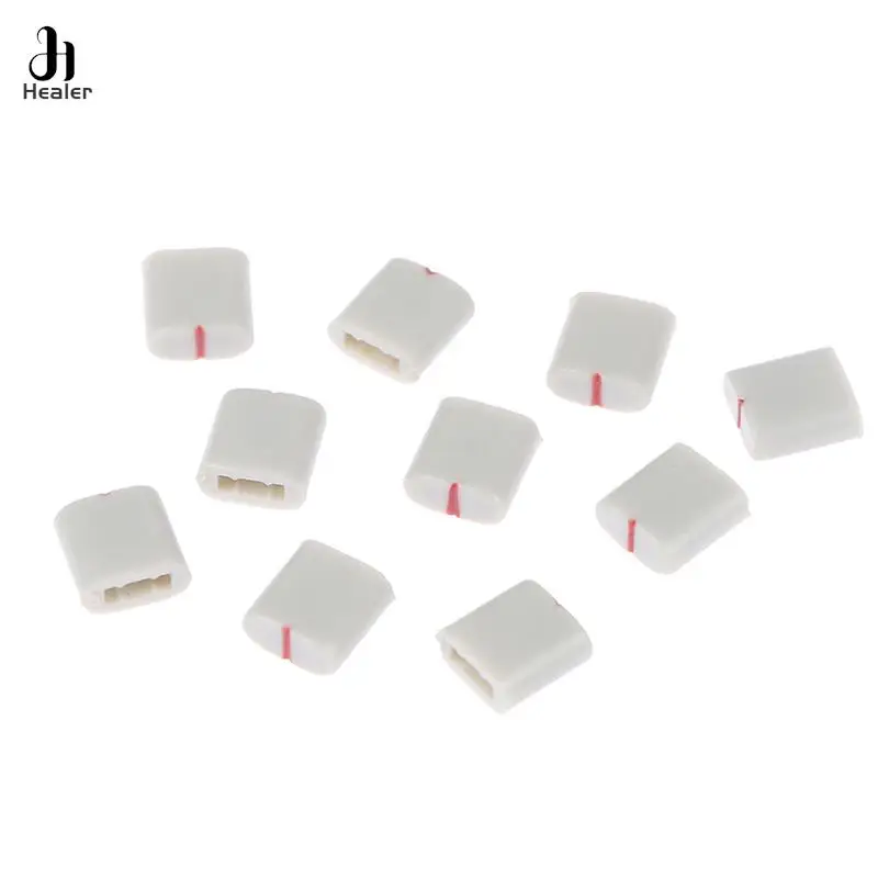 10pcs Equalizer Potentiometer Fader Cap / Hole 4MM Gray Red / Plastic Handle Straight Potentiometer Fader Knob Cap