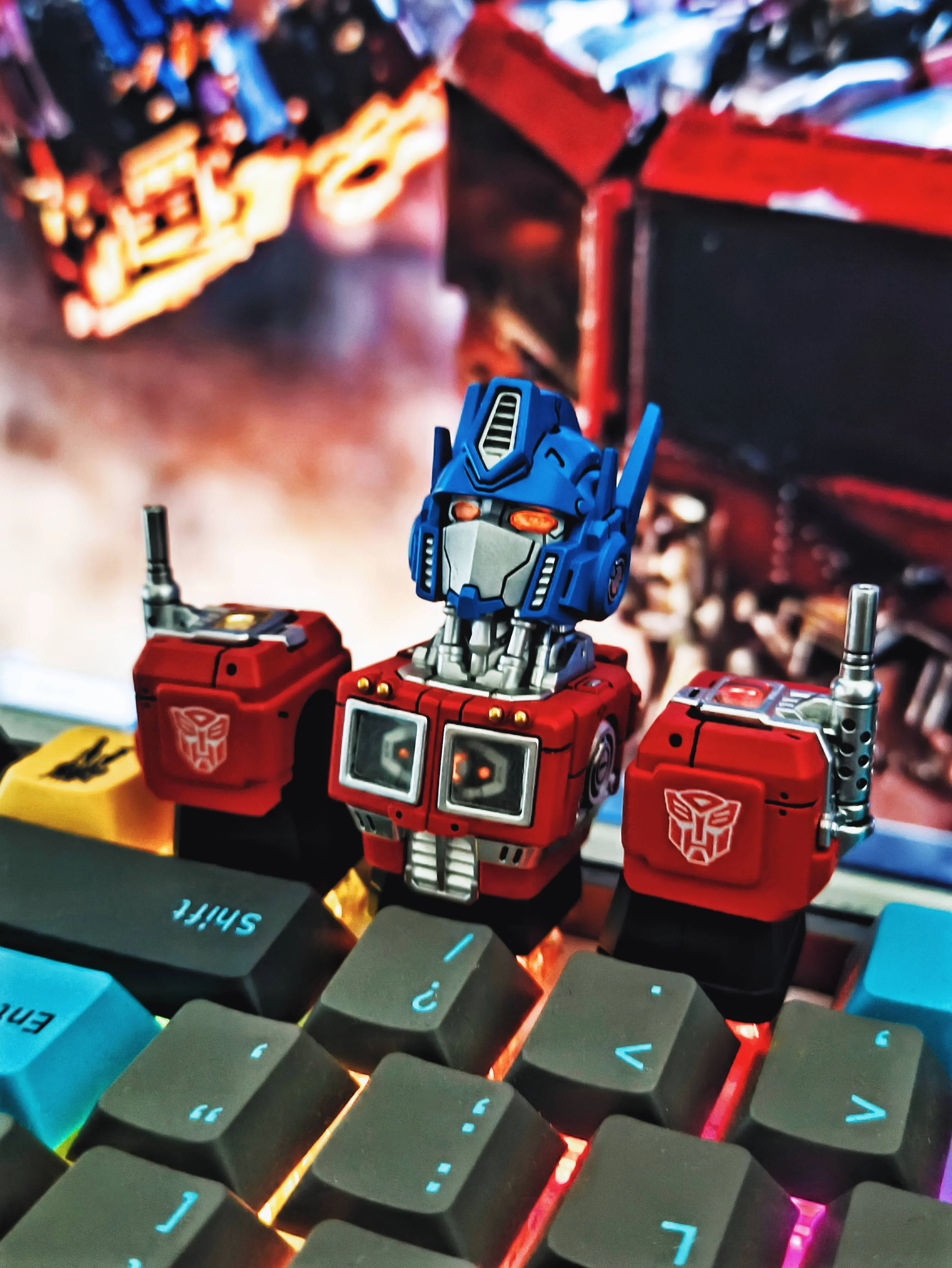 Funeral Banshee Three Keycaps, Mechanical Keyboard Transparent Keys, Mecha Animation Boys Cool  Unicorn No. 2 RX-0 Gundam Body