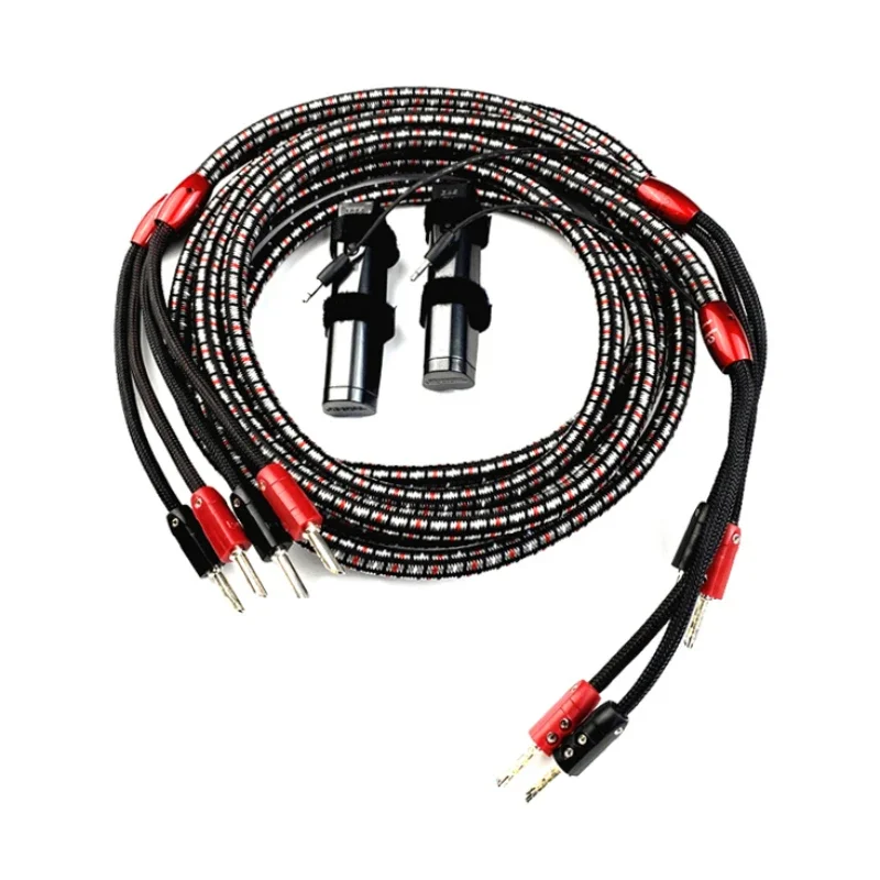 

Pair CV8 HiFi Audio Speaker Cable Perfect Surface Copper Amplifier Horn Cable Y Spade & Banana Plug