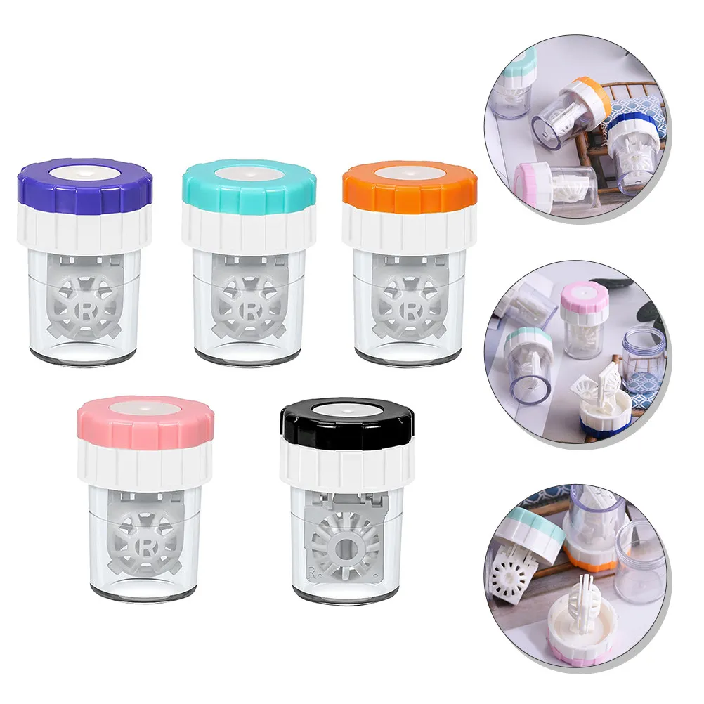 5pcs Manual Contacts Lens Portable Lenses Portable Lenses Cleaner Washer Set Brighter Cleaner Daily Use Durable