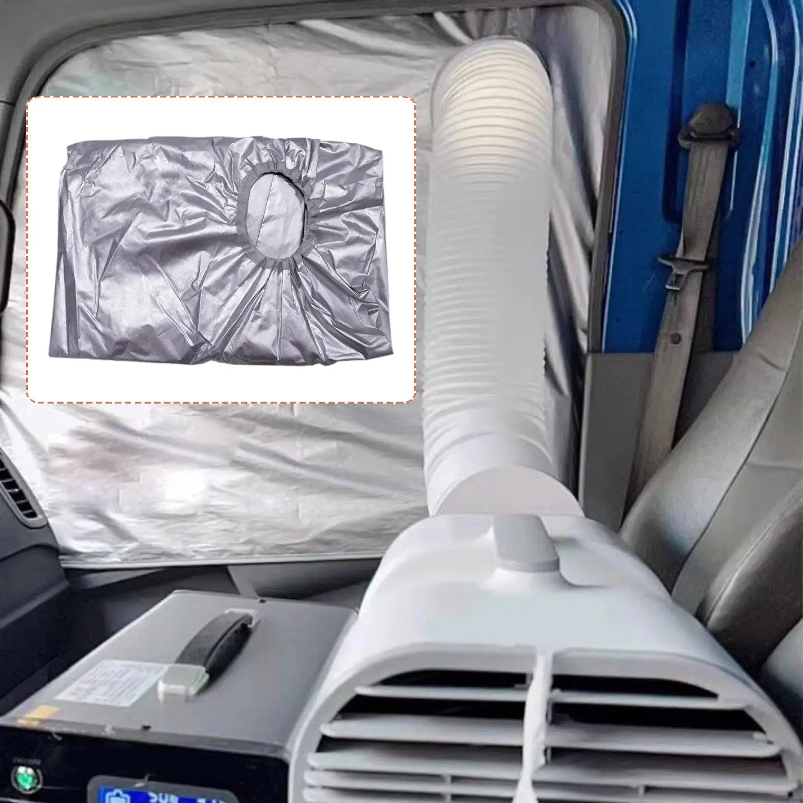 Shade Cover for Car Air Conditioning Window Exhaust Hose Portable Kit High Temperature Resistant Fabric Panel