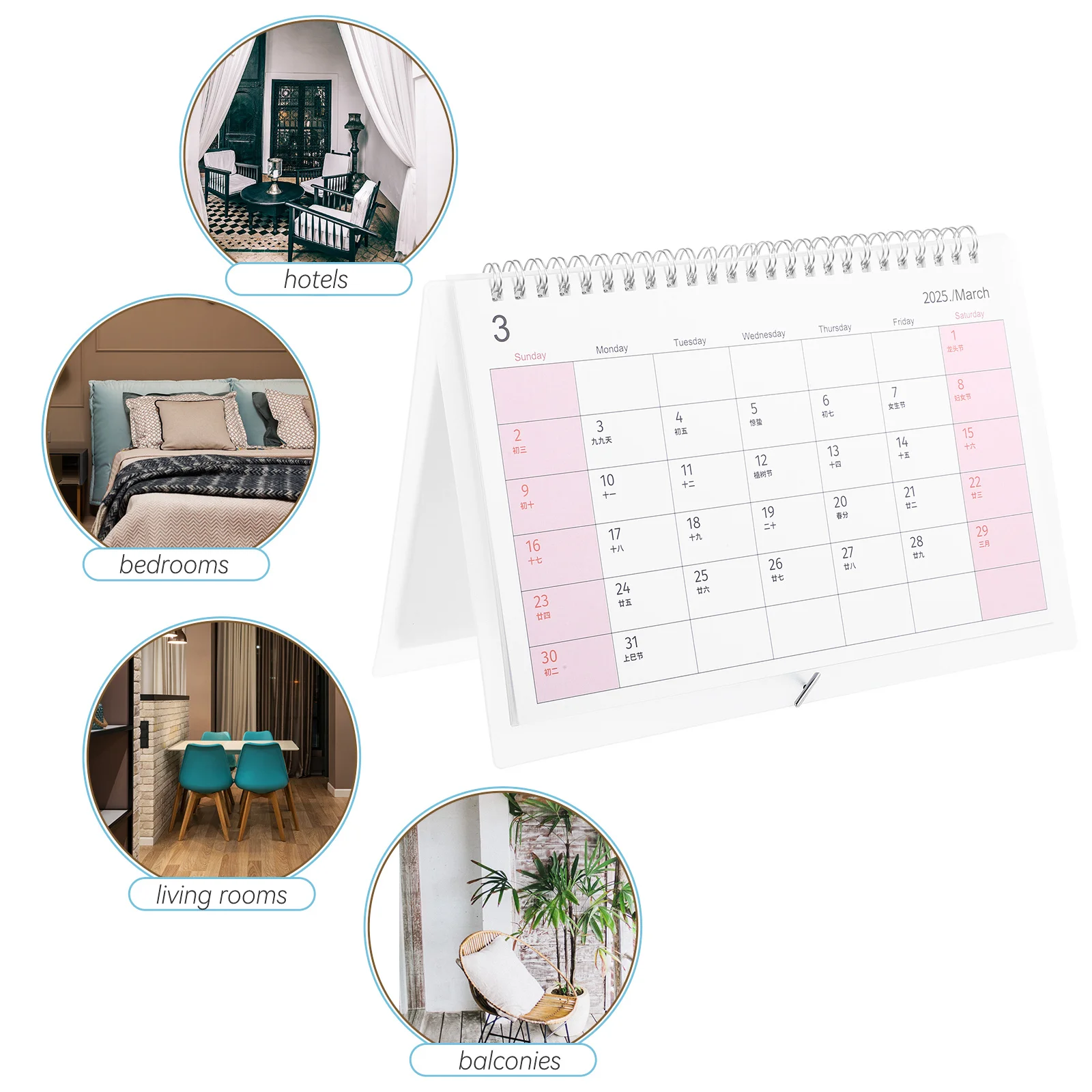 2025 Tabletop Calendar Minimalist Flip Desk Office Organizer Ample Space for Notes Paper Material Modern Decorative