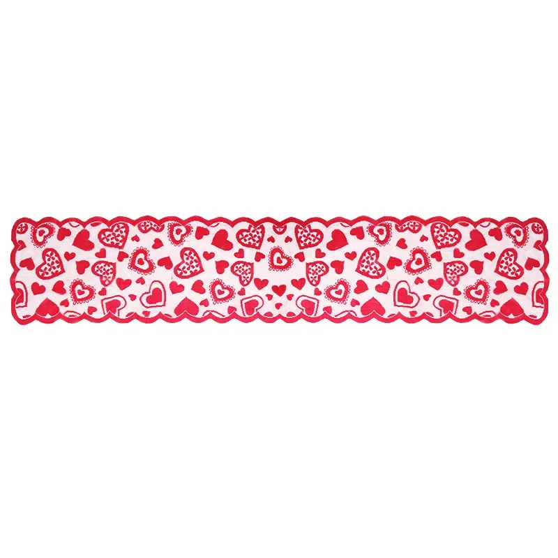 Valentines Day Decoration Table Runner Romantic Lace Red Heart Love Table Cover Valentine Wedding Anniversary Party home decor