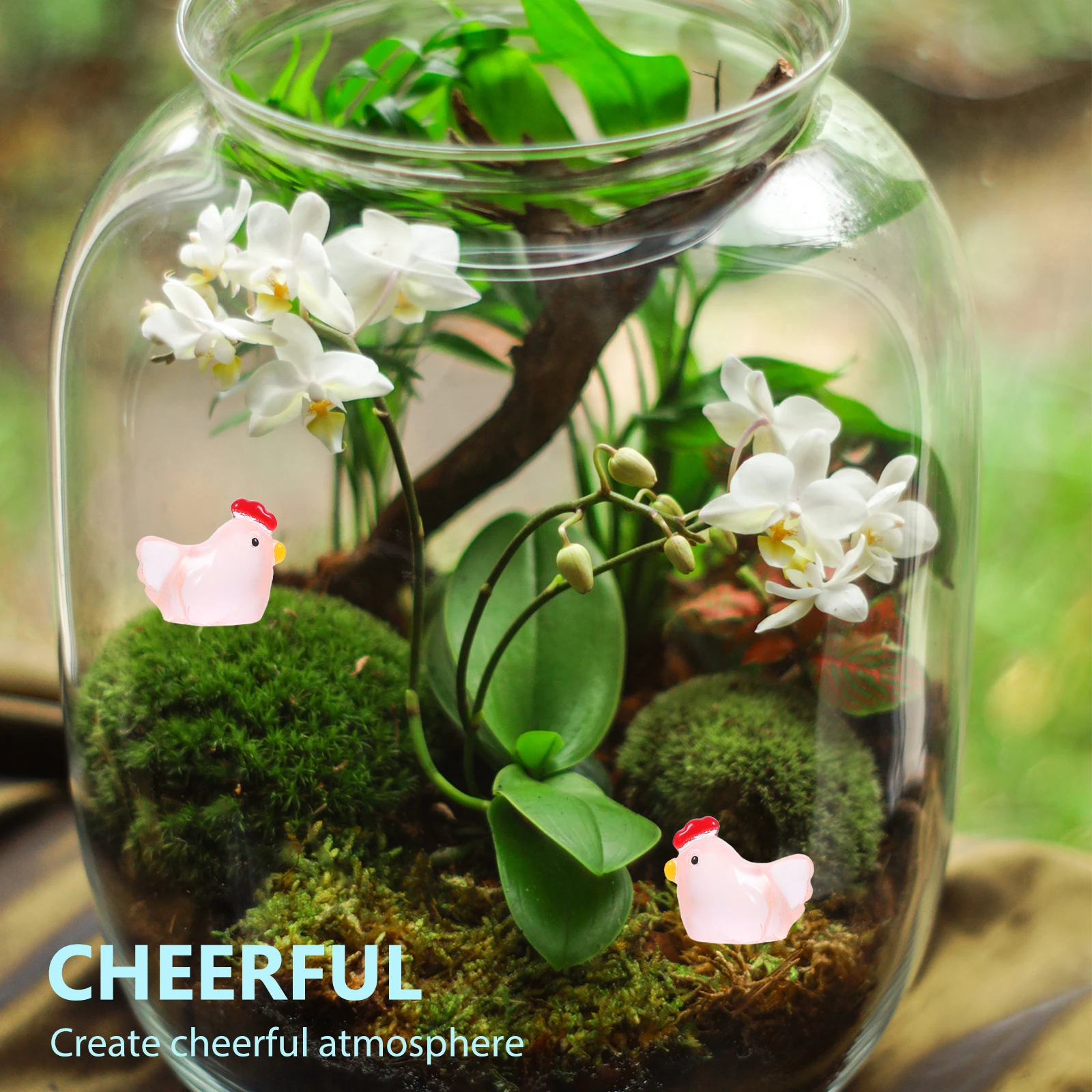 

48pcs Resin Chick Figurines Mini Animals Decor Tiny Chicken Statues White Each 12 Cartoon Lawn Garden Car Mini