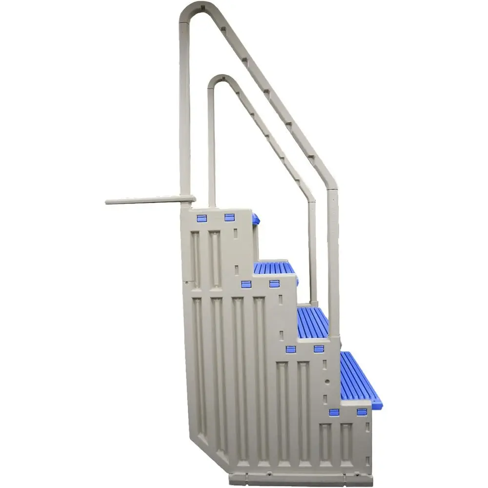 Step-1X Above Ground Pool Entry System – Dual Handrails, Slip-Resistant Steps, Supports 400 lbs, Easy Installation, Warm Grey wi