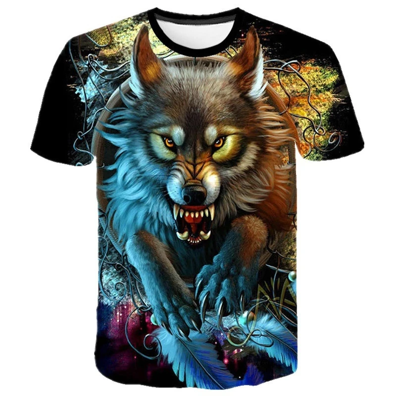 Wolves Graphics 3D Printed Short-sleeved T-shirts Tops Summer Fashion Casual Cool T-shirt