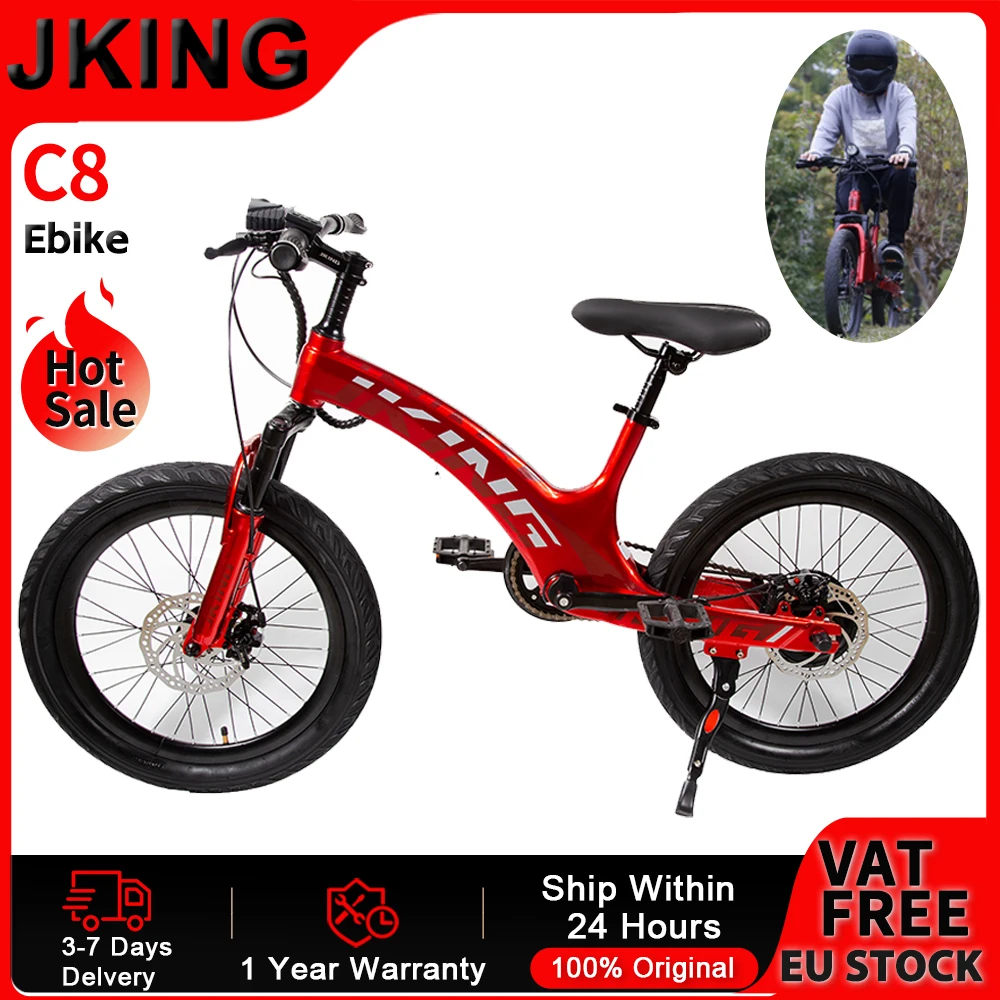 Vélo électrique JKING C8 pour enfant, 25 km/h, moteur sans balais 250W, vélo électrique avec écran multifonction, charge maximale 80 kg, vélo électrique