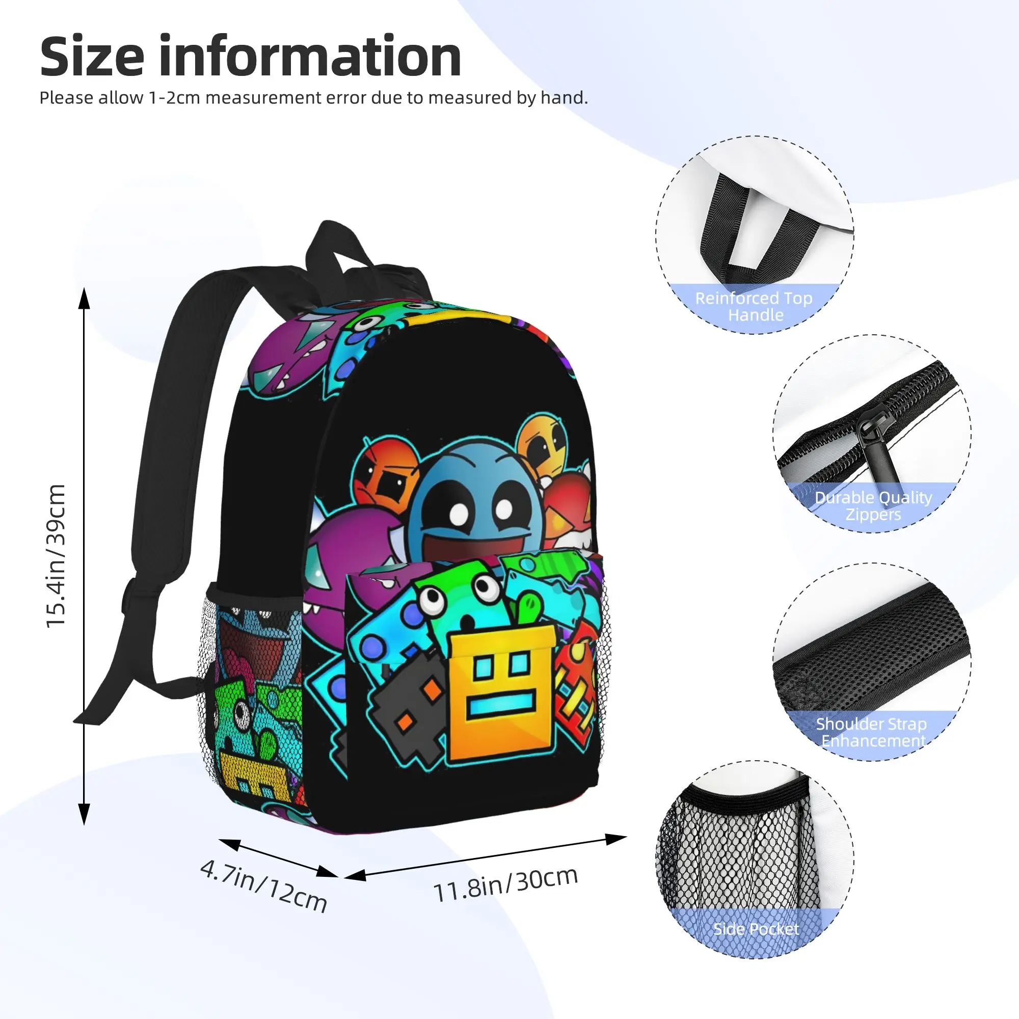 Geometry Dash Game Music Cute Geometric Backpack Hot Sale Daypack Boys Girls BookBag Shoulder Bags for Men Women School Bag