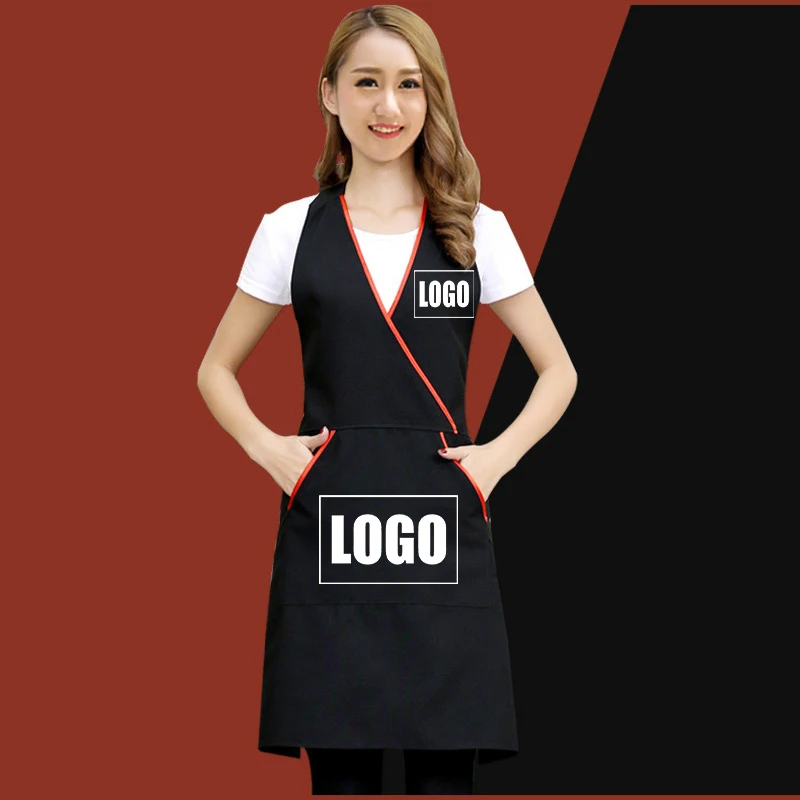 Customized Logo Korean Worker Durable Overol Clothes Cake Coffee Shop Attendant Kitchen Manicure for Woman Uniform  Apron