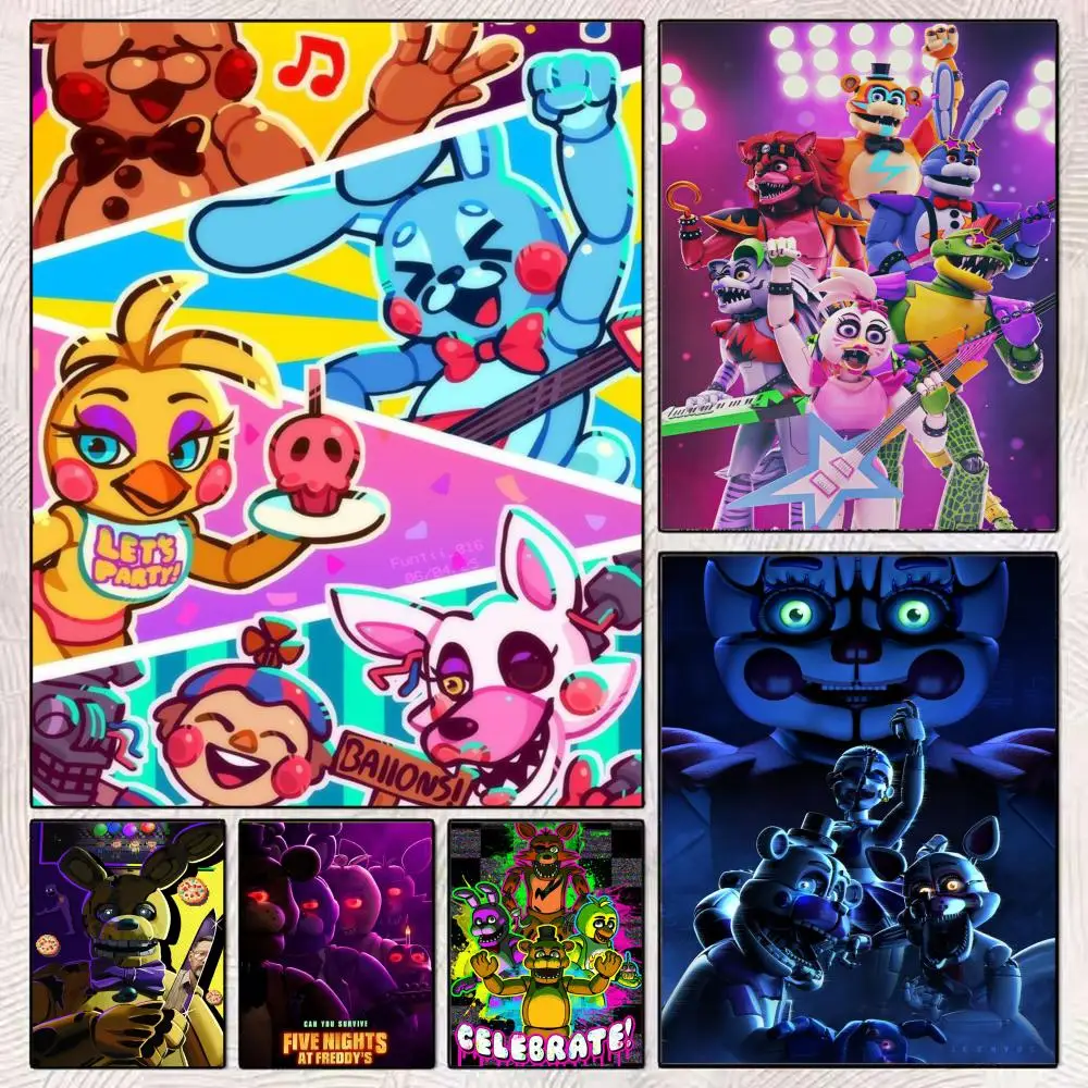 

Five N-Nights At Freddys Game Poster HD Art Mural Wallart Poster for Home Room Decoration DIY Vintage Print Decor